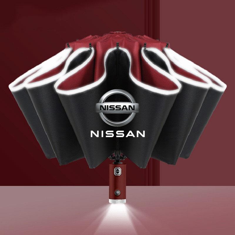 Fully Automatic LED Flashlight Windproof UV Umbrella For Nissan 350z 370z altima Armada Frontier Kicks Leaf nismo pulsar Qashqai
