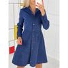 Robe Chemise en Velours Côtelé pour Femme Manches Longues Boutonnée Midi Maxi Automne Hiver
