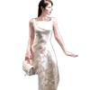 Women's Summer French Embroidered Slim Fit Retro Long Dress with Waist-Cinching and Elegant Charm