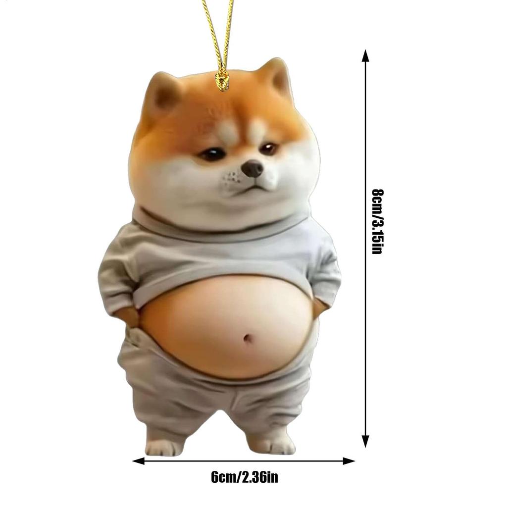 Deb Dog Mascot Keychain Ball Chain Belly Cock Plush Fat Dog Car Pendant Fat