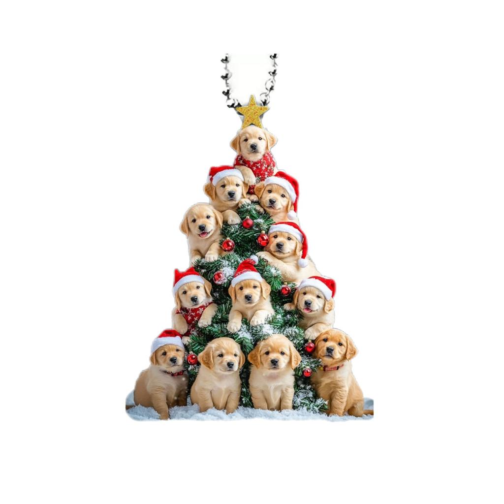 Christmas Acrylic Flat Cartoon Decorative Pendants, Christmas Tree Decorations, Car Pendant Decorations