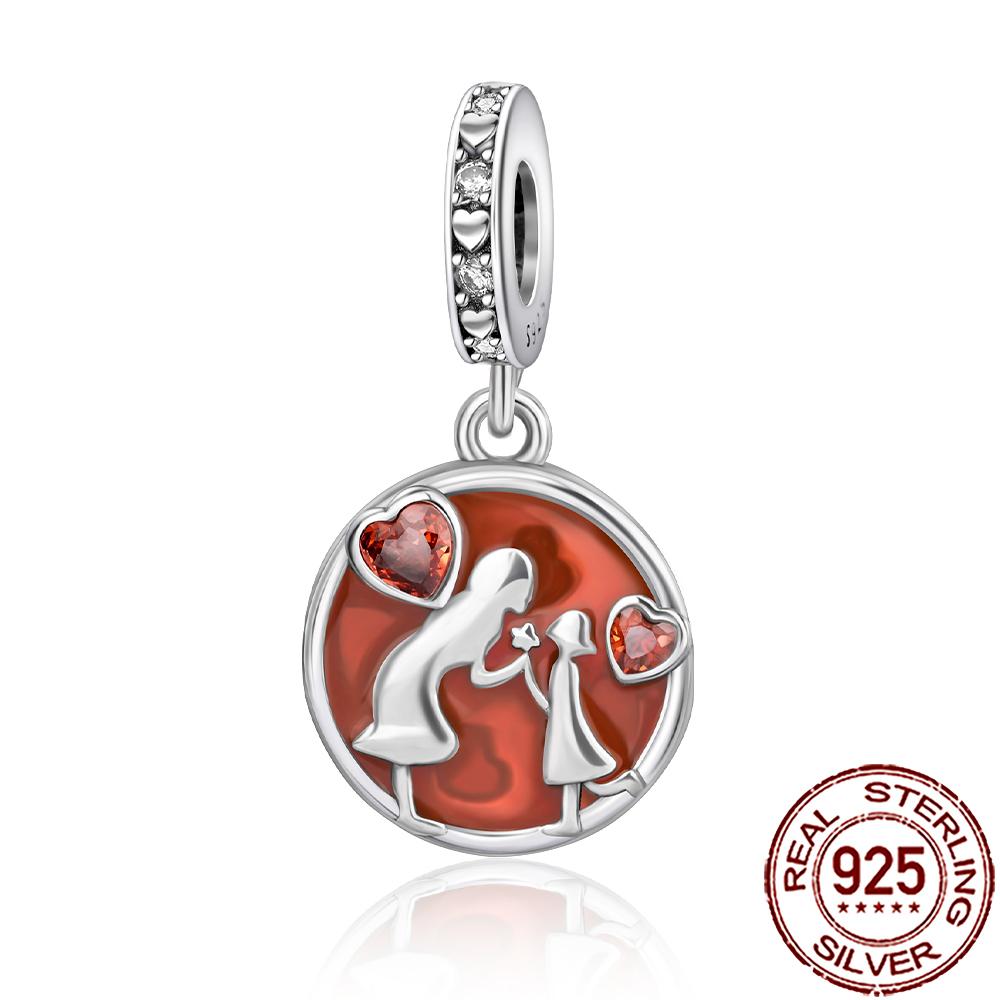 New Charms Copper Sister Daughter Mum Mother Family Love Heart Beads Fit Origina Bracelet Necklace Diy Jewelry