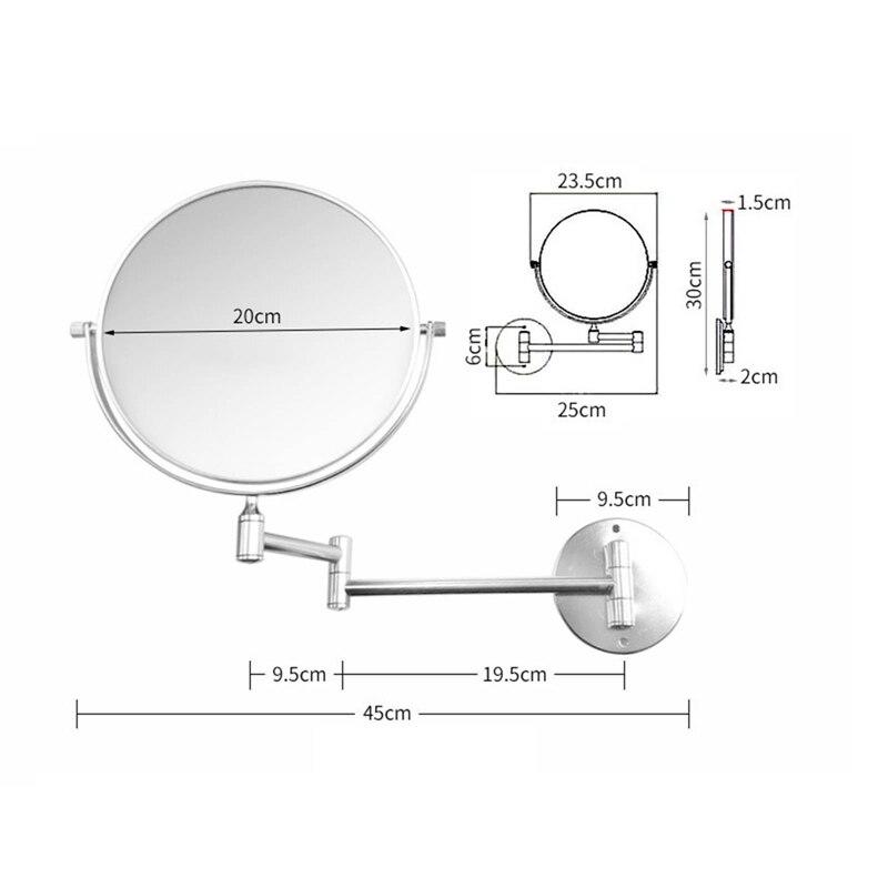 Wall Mounted Bathroom Mirror 360 Degree Folding Telescope 2 Faces Double Bathroom Cosmetic Mirrors For Women Men Makeup Gift | Bathroom Mirror