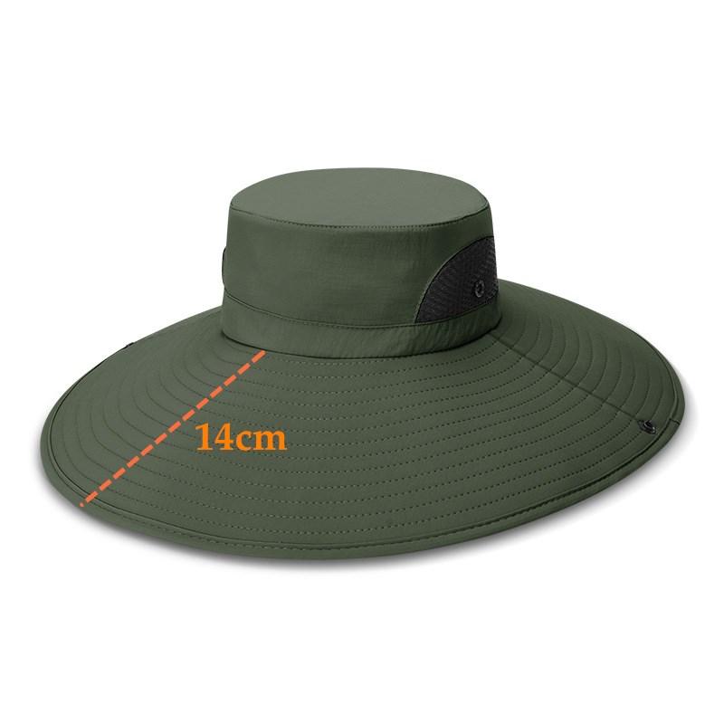 62cm Męski Kapelusz Outdoorowy Letni Kapelusz Wędkarski Turystyczny Jeździecki Duże Rondo Ochrona przed Słońcem Anty-UV Oddychający Wodoodporny Kapelusz Wiaderkowy