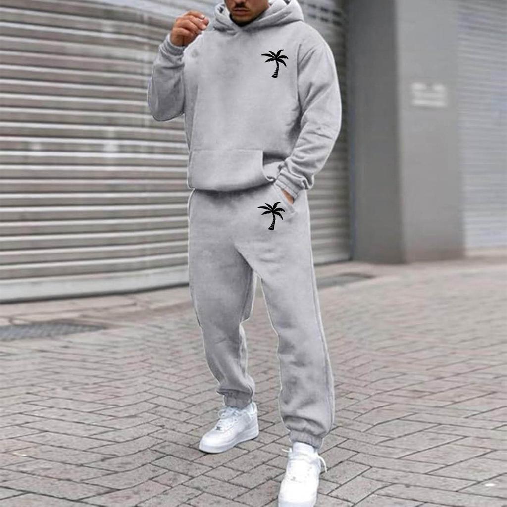 Herren Übergroßer Fleece Sportbekleidung Outdoor Lässig Locker Kapuzenpullover und Jogginghosen Set
