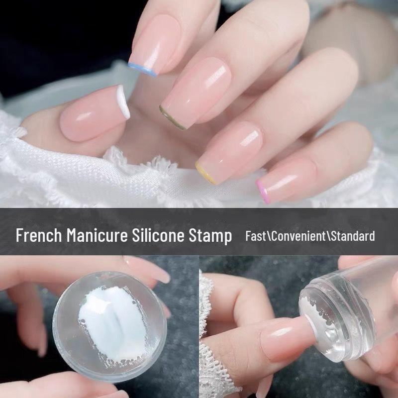 Nail Art French Manicure Stamping Set with Silicone Template for Transfer Printing