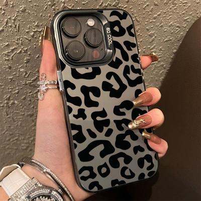 Black Brown Leopard Print IMD Phone Case For iPhone 16 15 Pro Max 14 Plus 13 12 11 16E X XR XS Max 7 8 Plus SE2 Shockproof Cover
