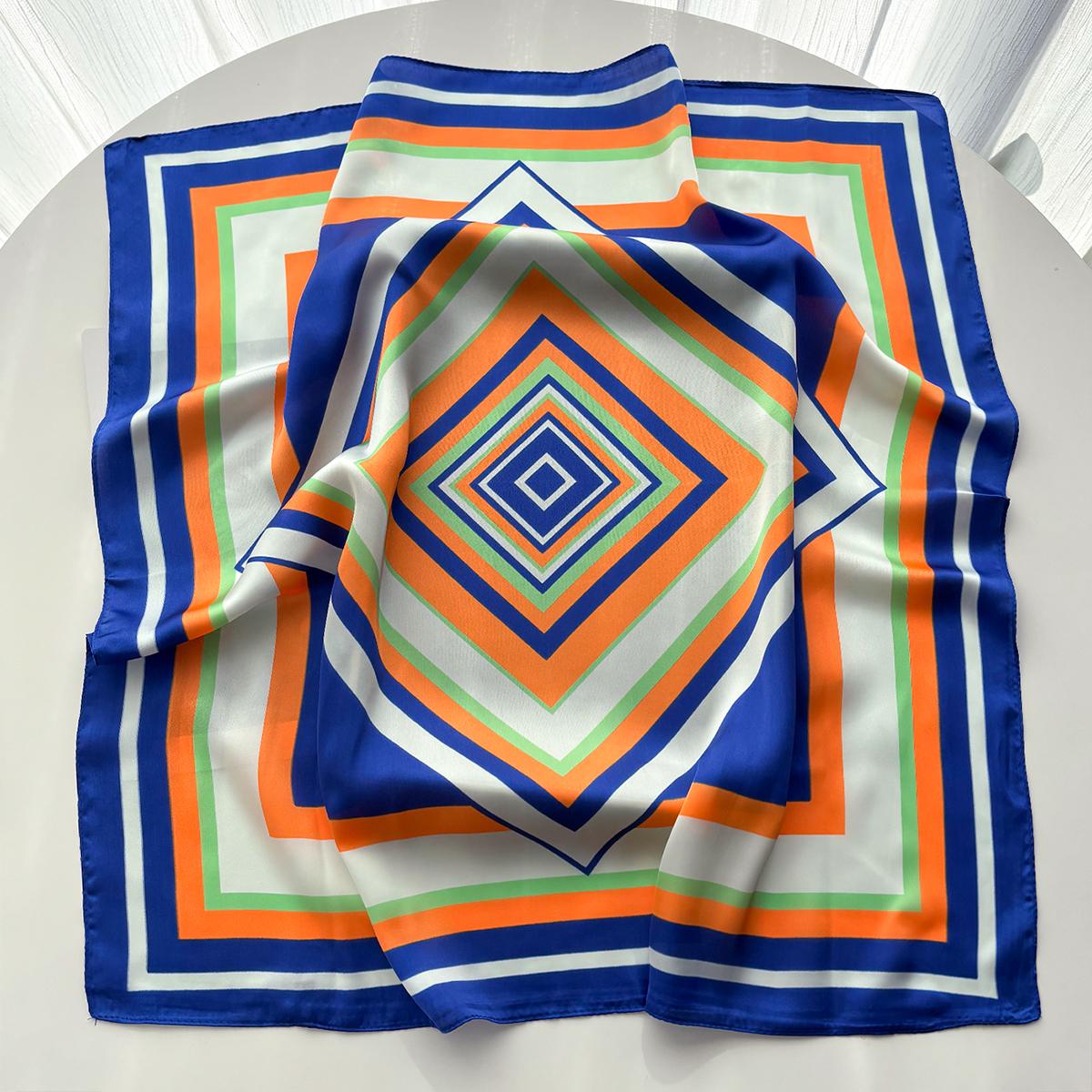 

Fashion Printed Square Scarf For Women Luxury Imitation Silk Scarves Bandanas Hijab Neckerchief Elegant Shawl Wraps For Travel