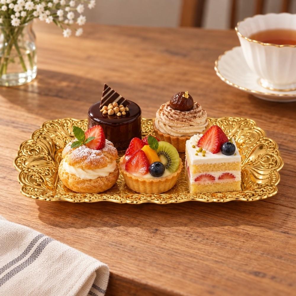 Ring Earrings Storage Metal Serving Trays 3D Embossed Jewelry Storage Plate  for Tea Coffee