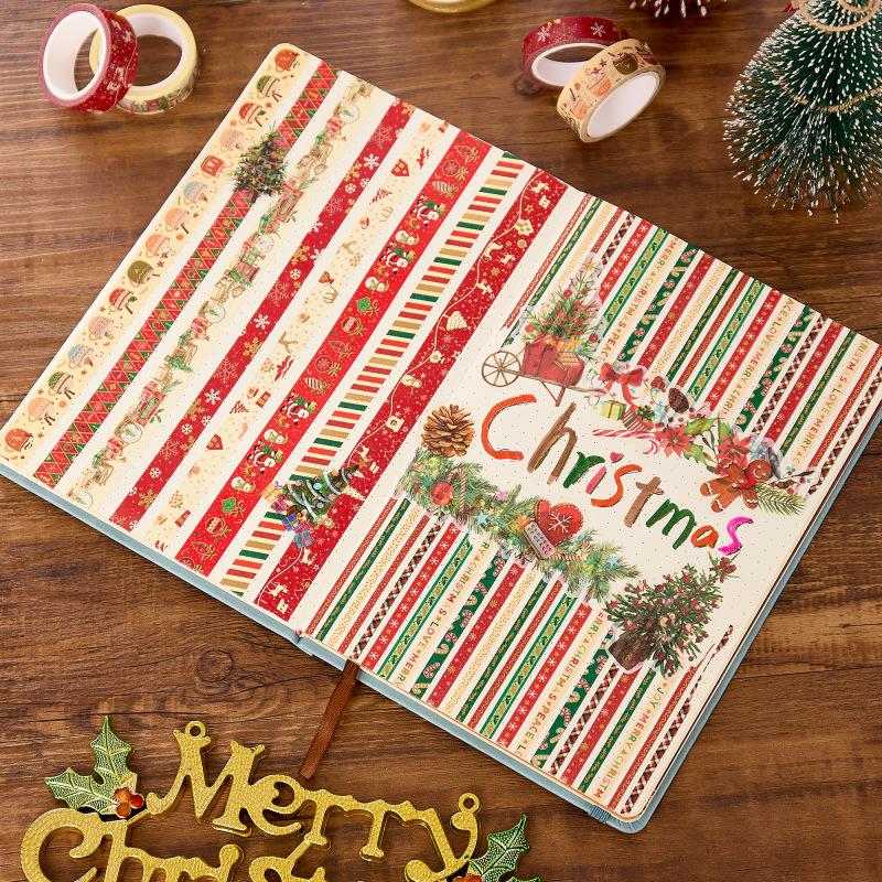 21rolls Merry Christmas Tapes Set Gold Foil Washi Tape Adhesive Paper Masking for Diary Album Wrapping Home Celebration