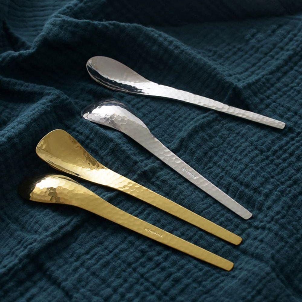 Handmade Metal Coffee Dessert 304 Stainless Steel Cake Teaspoon Stirring Spoon Fruit Fork Tableware