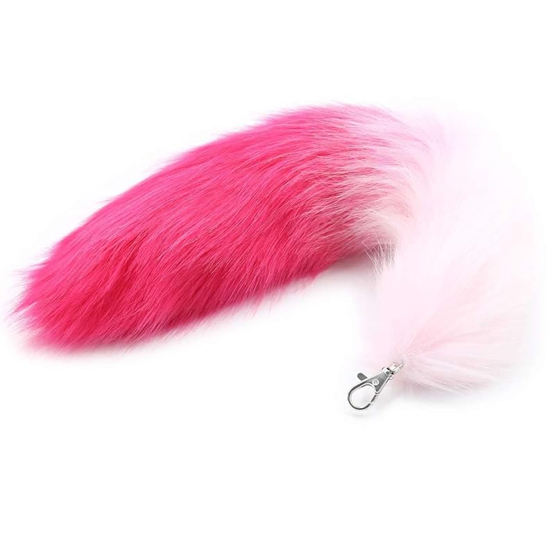 

[DeerLuxe] strap Fluffy Tail key ring accessories disguise cosplay charm fox fur (pink)