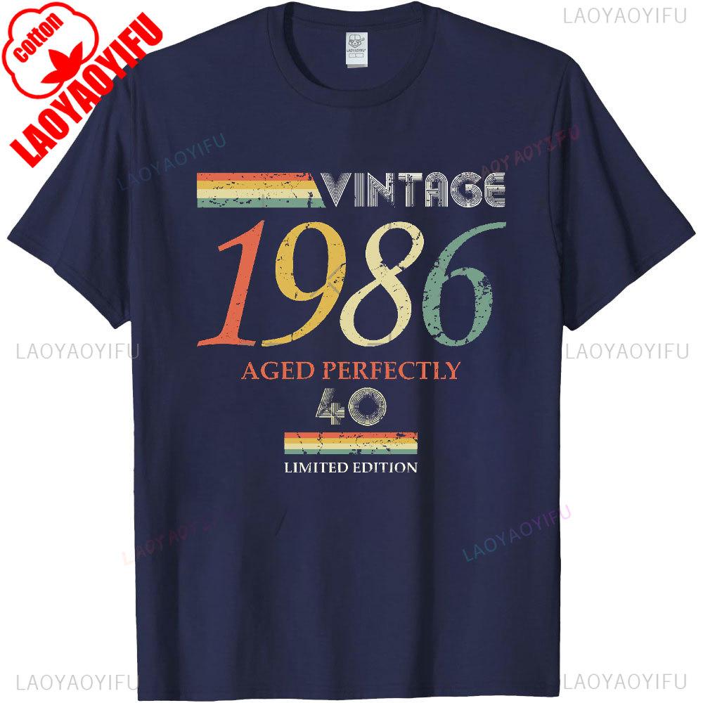 Vintage Made in 1986 40th Birthday 40 Years Old TShirts Summer Graphic Cotton Streetwear ShortSleeve Gifts Tee Men Tops