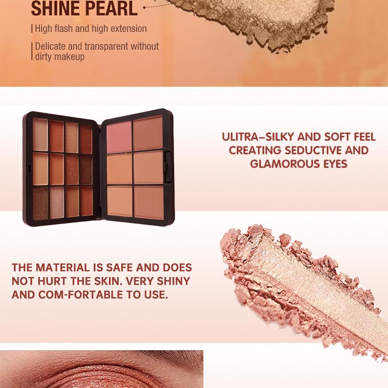 BSIMONE 18-Color Earth Tone Eyeshadow & Blush Palette - Matte, Pearlescent & Glitter Finish, Portable & Multi-color.