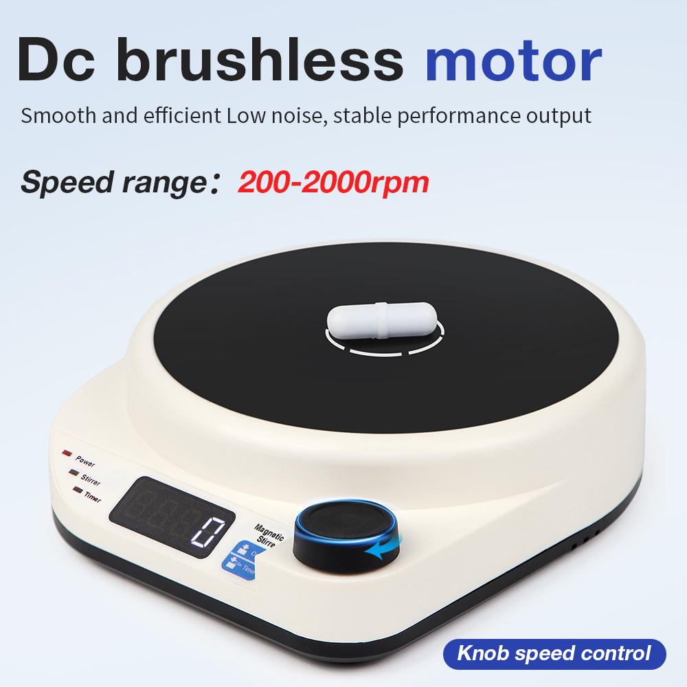 Magnetic Mixer 2000RPM Mini Electric Magnetic Stirrer with Stir Bar Brushless DC Motor for Medical Chemical Laboratory EU Plug