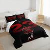 3 Piece Bedding Set with Duvet Cover and 2 Pillowcases - Michael Jordan Bulls Red Number 23 Back Minimal Print - Black Red Basketball Decor for Fans
