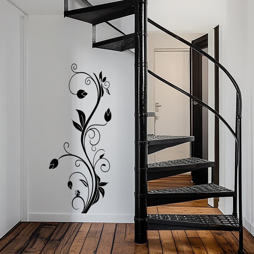 Black Flower Wall Sticker for Living Room Bedroom Wall Decoration Self-Adhesive