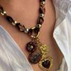 Stylish Lightweight Leopard Print Resin Flower Necklace Versatile For Casual Office Evening Outfits Women Accessories