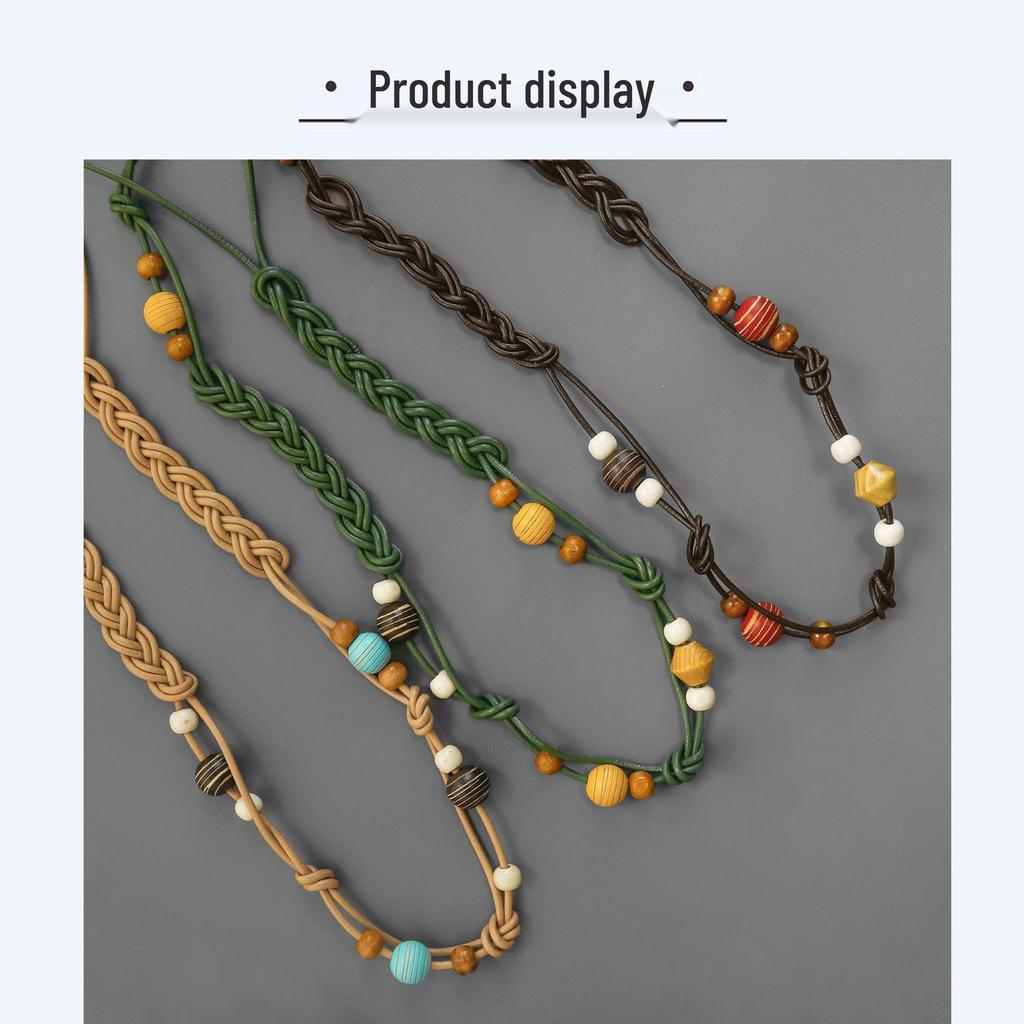 Colorful Wooden Bead Necklace by Fiona Sit - Ethnic, Woven, Long Necklace & Waist Chain