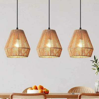 Boho Pendant Light Boho Vintage Household Light Fixture Ceiling Chandelier for Bedside Dining Table Library Light Lampshade E27