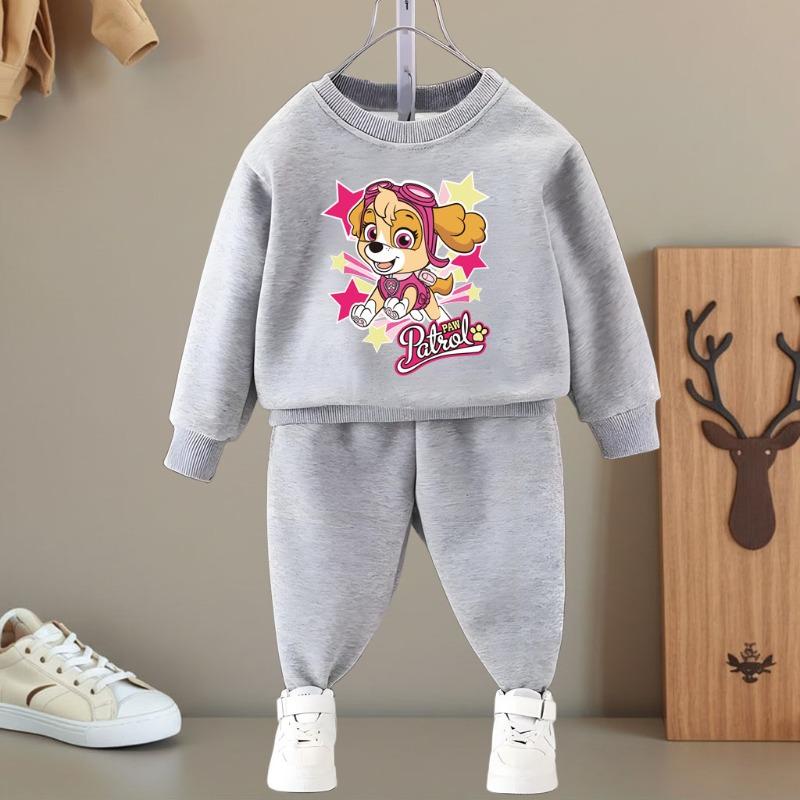 PAW PATROL Cartoon Printed Girls O Neck Hoodies and Long Pant Two Piece Sets Kids Casual Sweatshirts Set Children's Tracksuit