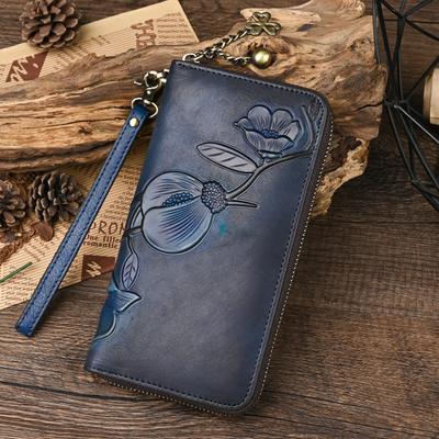 New Genuine Leather Women's Handbag with Layered Cowhide and Vintage Design, Women's Long Wallet, European and American Vintage Wallet