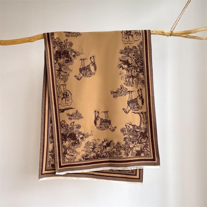 Camellia cashmere scarf women's winter senior sense versatile thickened warm scarf air conditioner shawl