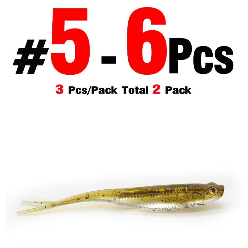 MNFT 6Pcs Fishing Worm Soft Silicone Swimbaits Lure Paddle Tail Shad Minnow Paddle 7.5cm 1.8g  Paddle Tail Swim Bait