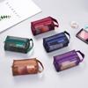 Zipper Mesh Makeup Bag Retro Color Toiletry Storage Bag Casual Transparent Cosmetic Bag  Lady