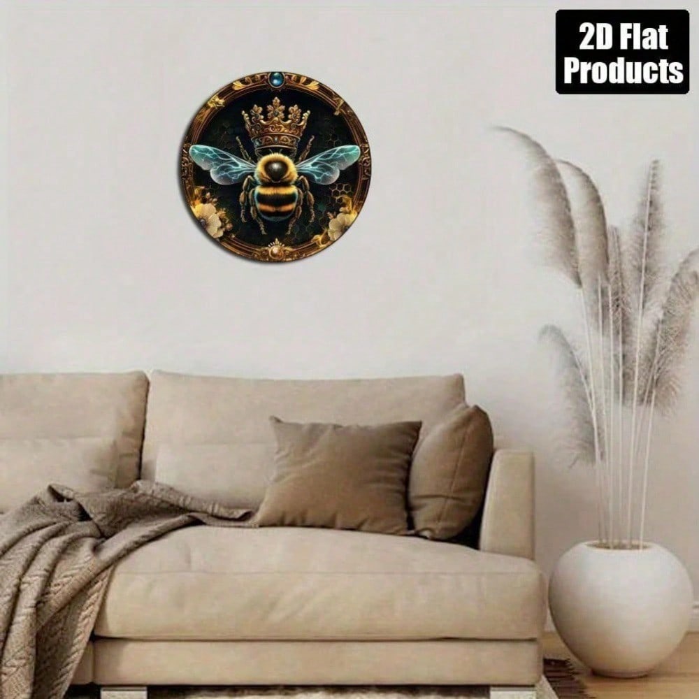 

Vintage Round Aluminum Metal Sign Queen Bee Floral Wall Art Home Decor 20x20 різнокольоровий