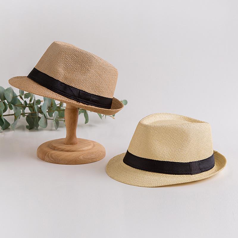 Uniszex Szalmakalap: Brit Stílusú Napvédő Nyárra – Szülő-Gyermek Fedora Strandkalap