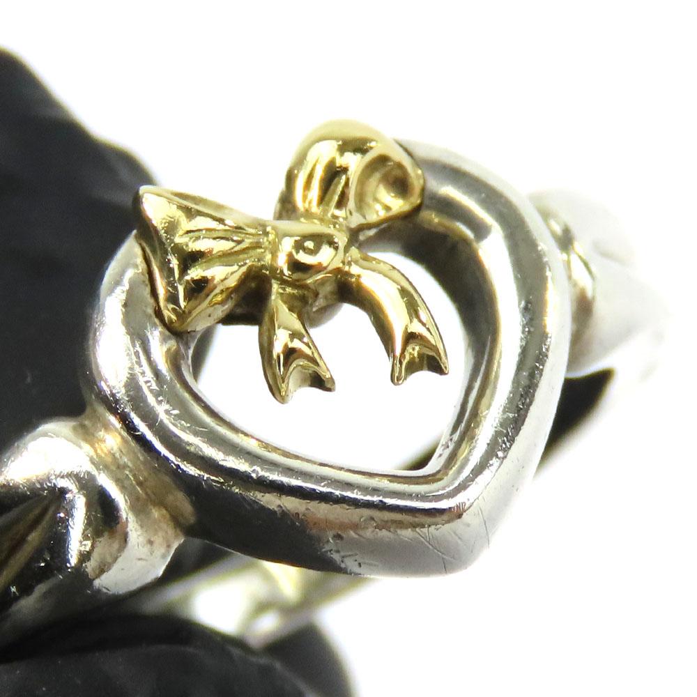Used TIFFANY&Co. Ring Heart Ribbon EU#50.5 Silver925/K18 Yellow Gold 3.5g Silver Yellow Gold