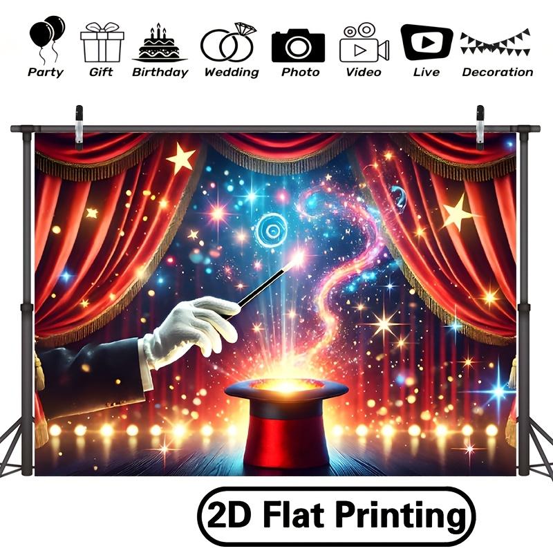 2D flat banner -1pc Magic Wizard Hat Trick polyester background, multi-purpose indoor and outdoor banner decoration