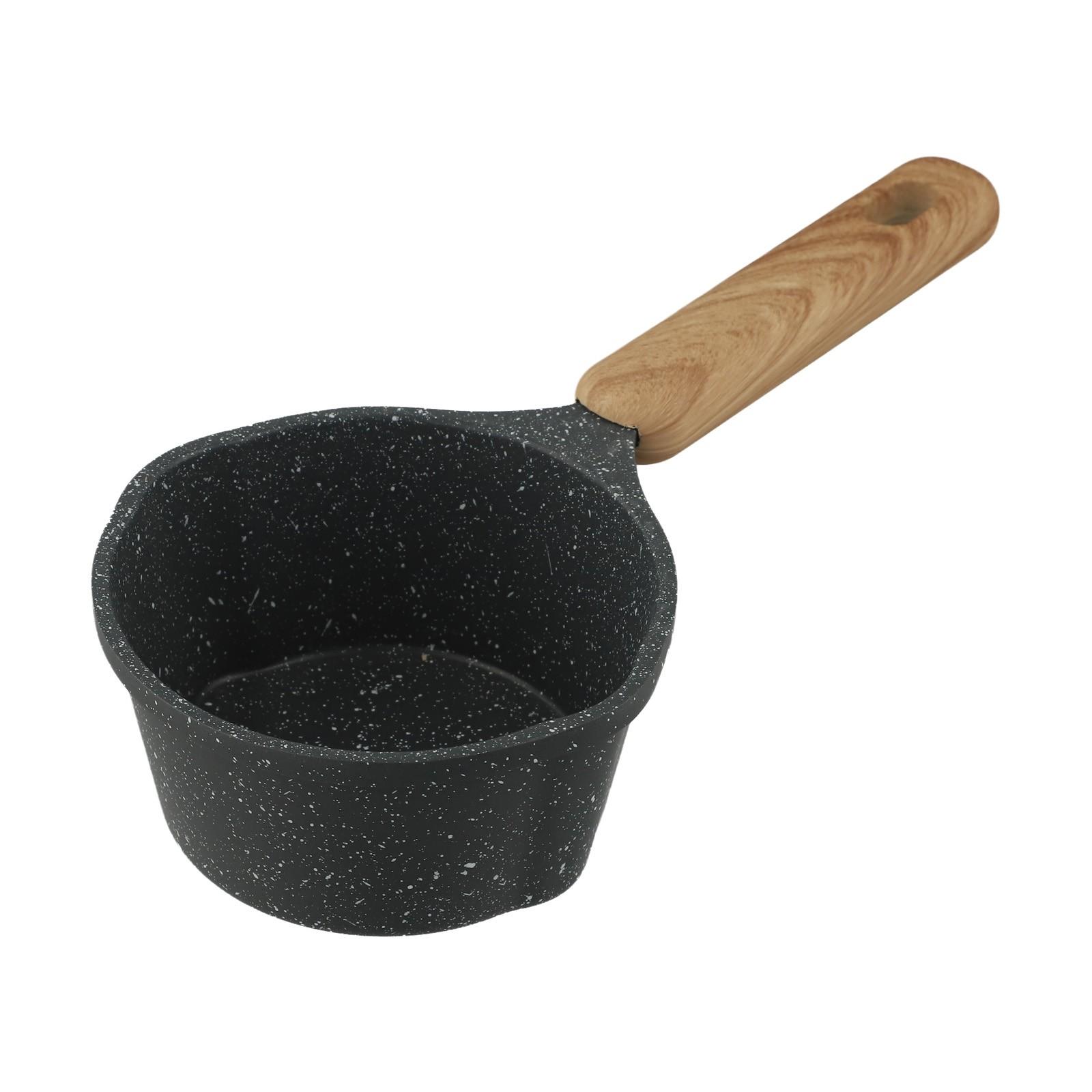 

Stylish Cast Aluminium Oil Pot with Non Coating and Wooden Handle black