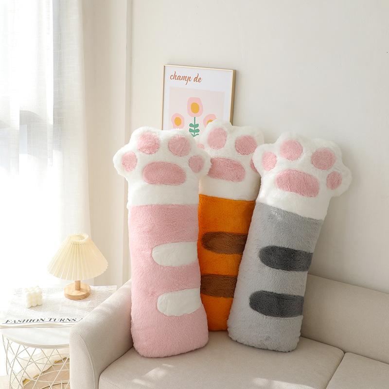 Large Furry Cat Claw Long Pillow Plush Toy Home Sofa Pillow Cushion Girls Sleeping Ragdoll