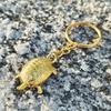 Golden Mini Longevity Fortune Turtle Keychain Feng Shui Prop