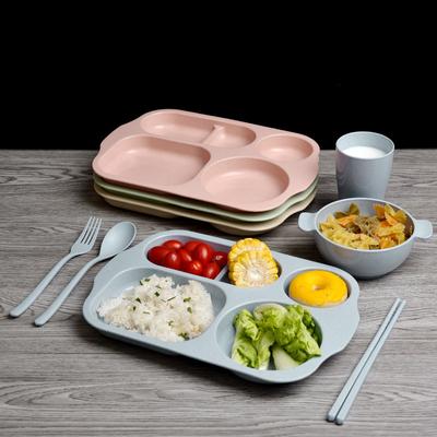 Plastik Öğrenci Yemek Tabağı Kalınlaştırılmış Yemek Bölmesi Yemek Tepsisi Düşmeye Karşı Çok Izgaralı Pirinç Tavası Ev Dikdörtgen Mutfak Aletleri