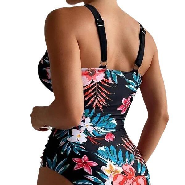 Women's Bikini One-piece Swimsuit Fashion Print Deep V Sexy Bikini Swimsuit One-Piece Suits Bathing Suit Women Swimwear