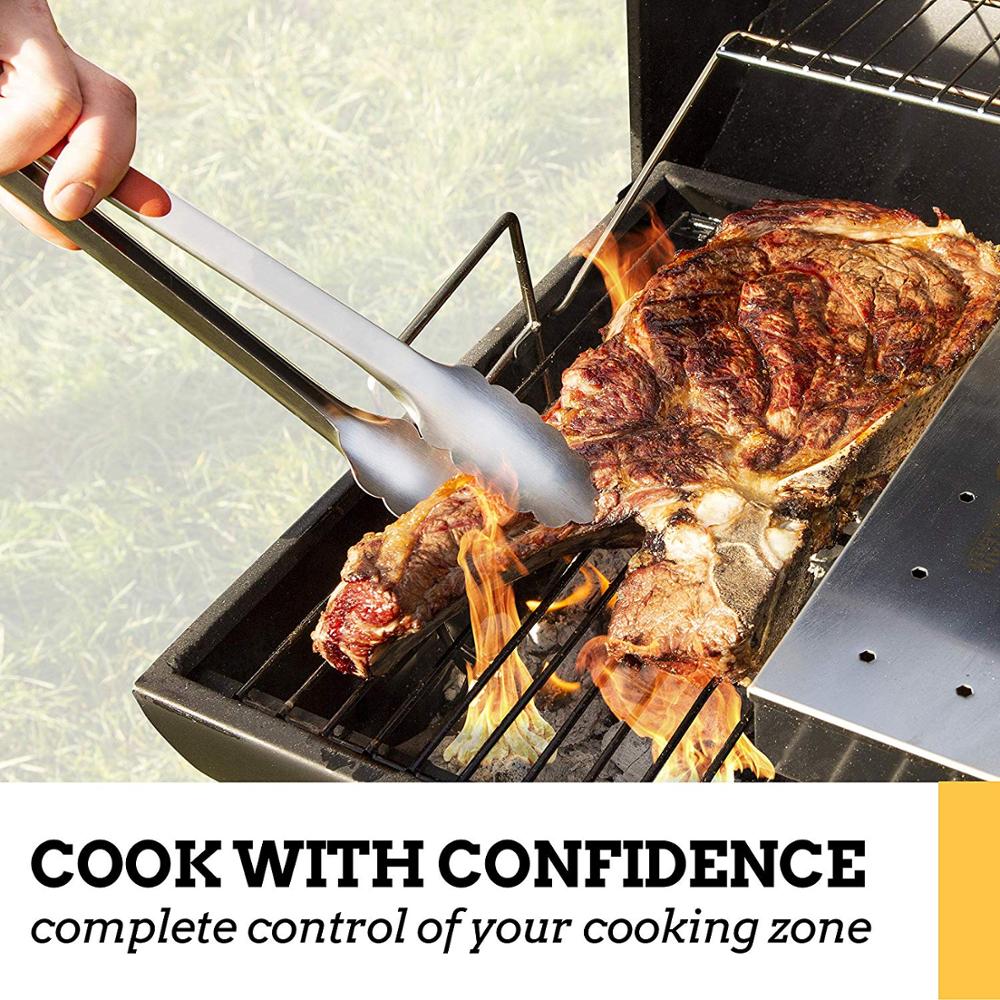 LMETJMA 9'' 12'' 14'' 16'' Kitchen Tongs Stainless Steel Grill Tongs for Cooking BBQ Non-Slip Salad Tongs Clips KC0312