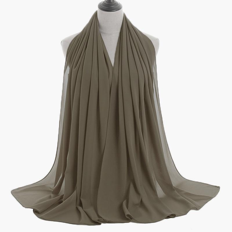 Bra Sömnad Chiffong Hijab Sjal Långa Muslimska Sjaletter Söm Enkel Huvudduk Hög Kvalitet Premium Turban Tunga Malaysiska Hijaber
