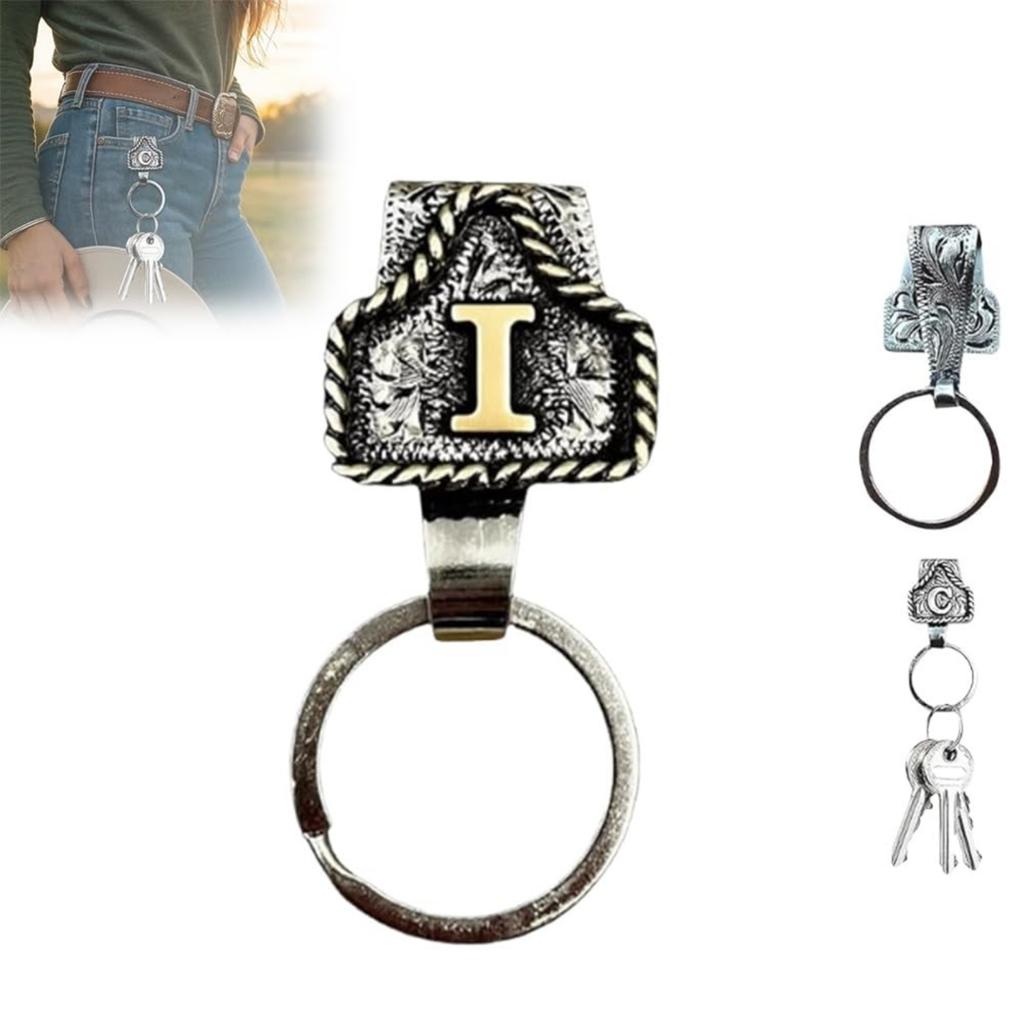 Western Cowboy Letter Keychain, Vintage Handmade Letter  Initial Keychain Clip, Personality Metal Key Chain For Belt