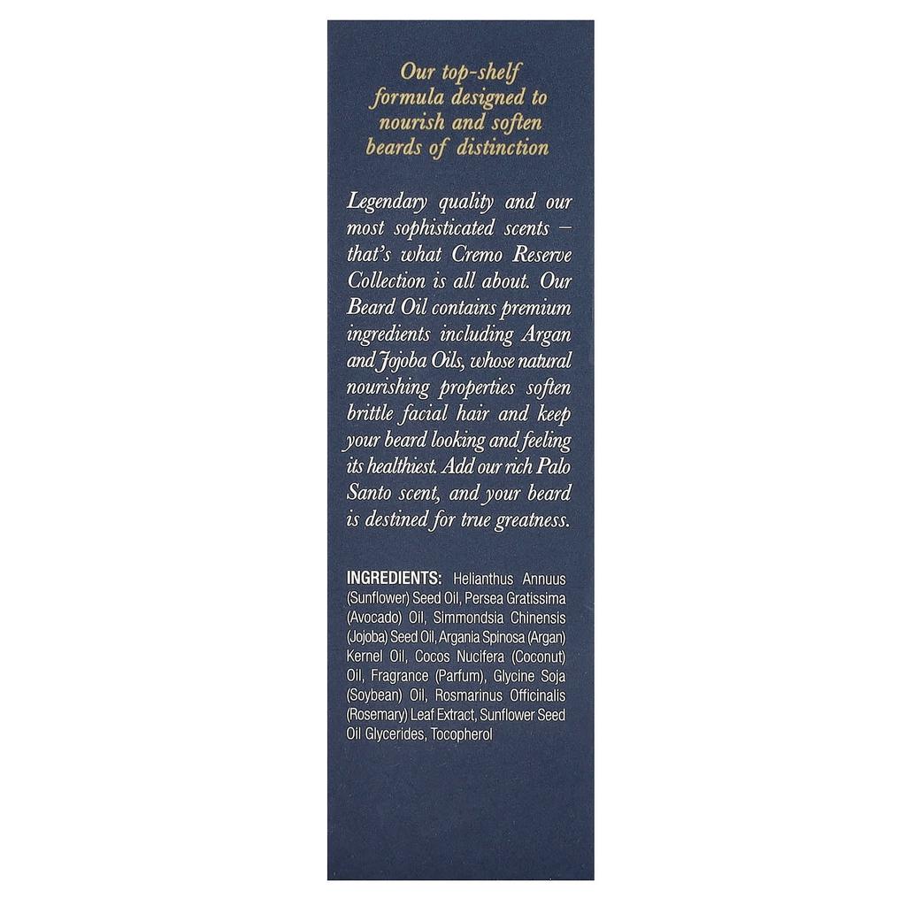 Cremo Reserve Collection, Revitalisierendes Bartöl, Palo Santo, 1 fl oz (30 ml)