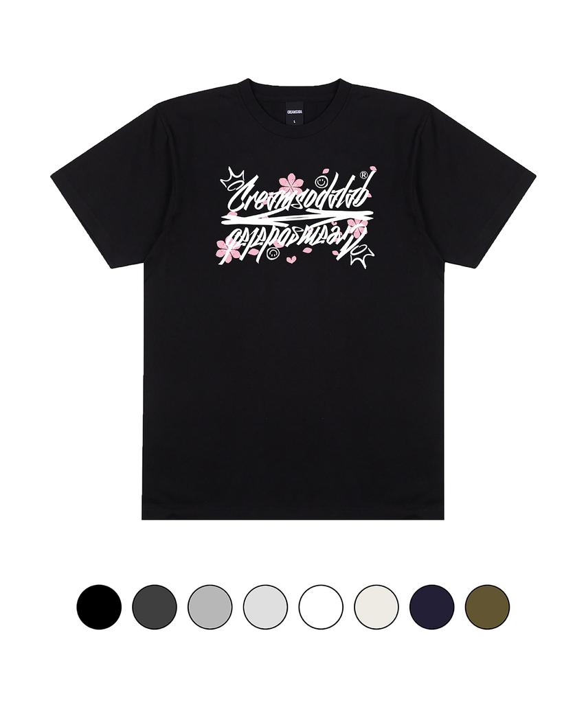 CREAM SODA LAB Crsdel Logo Happiness Spring Short Sleeve T-Shirt (Type A)