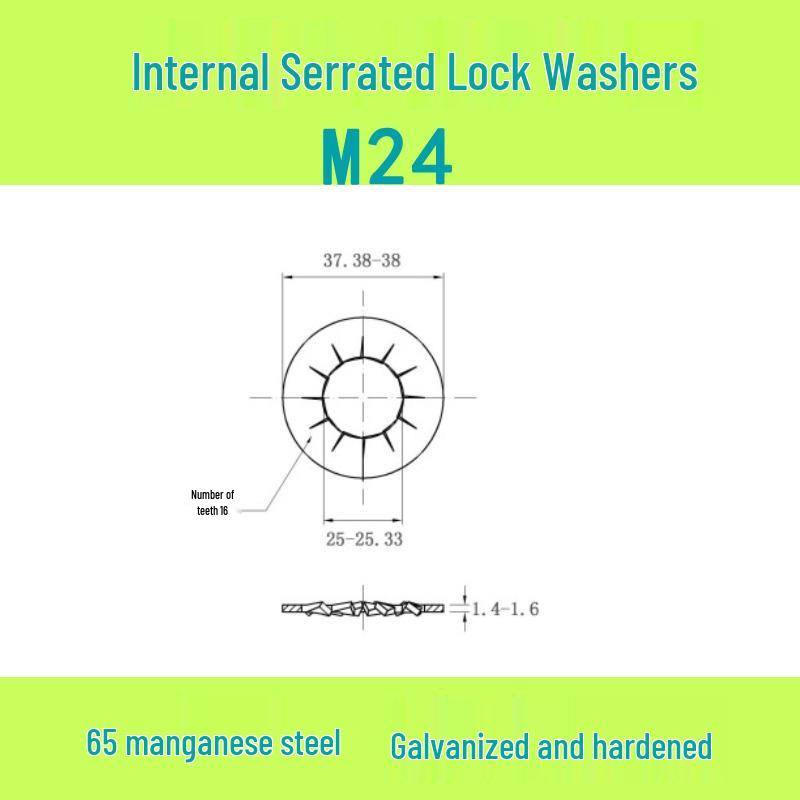 M3-M30 Blackened 65 Manganese Steel Multi-Tooth Inner Lock Washer (GB861.2)