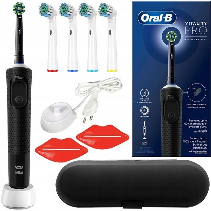 Electric Toothbrush - Oral-B - Vitality Pro D103 Protect X Clean - 4 Brush Heads - Case - 2 Squeeze