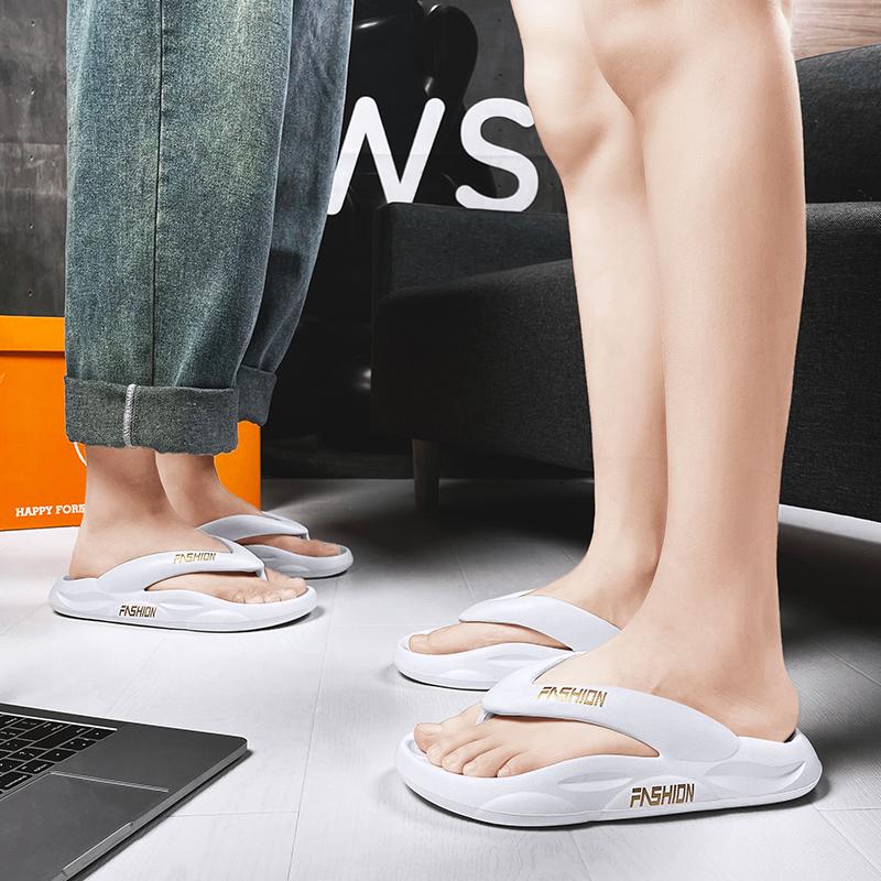 Summer Men's Slippers Flip Flops Printing Sandals Woman Graffiti Anti-slip Luxury Outdoor Thick Beach Slides Male Couple Shoes