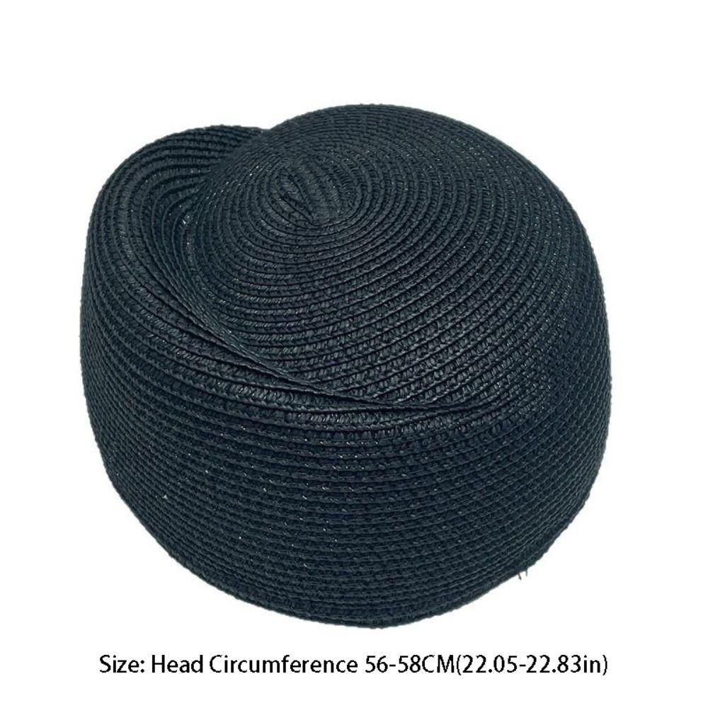Fashion Elegant Straw Pillbox Hat Fedoras Teardrop Straw Beret Hat Classic Simple Fedora Hat Summer Wear