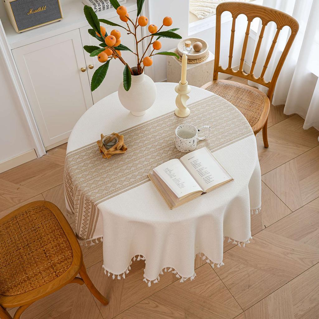 Imitation Cotton And Linen Fabric Tablecloth Simple Modern High-End Dining Table Cloth Coffee Table Cloth Round Table Cloth Long Tablecloth Cover