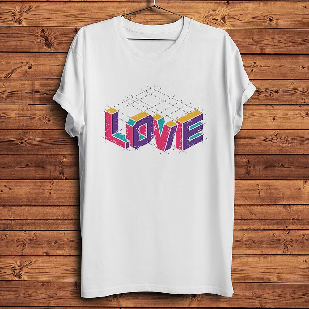 

Isometric 3D Geometry Perspective LOVE Funny Geek TShirtCasual Short Sleeve TShirt Unisex TeeNocracking Breathable Printing S