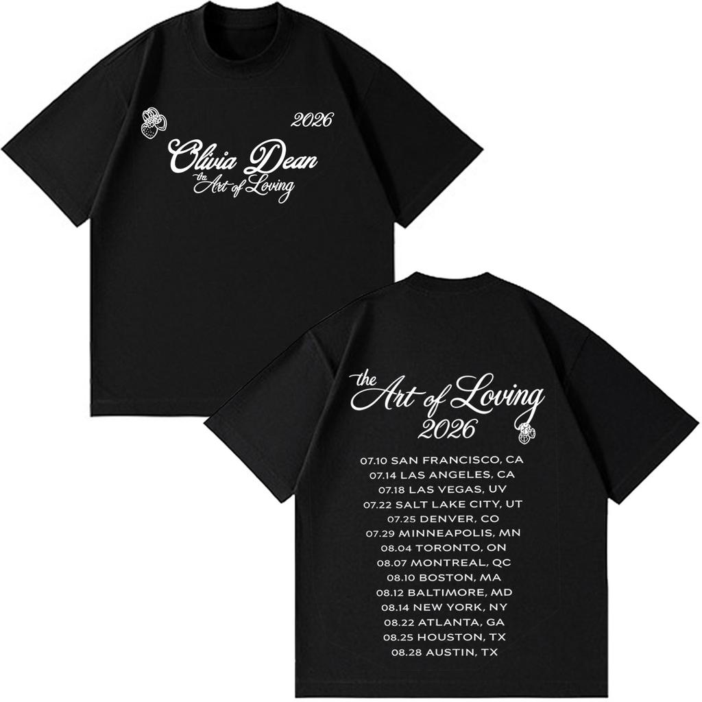 Olivia Dean Art Of Loving Tour 2026 Graphic T Shirt Unisex Unisex Fashion T Shirt Summer Loose Casual Cotton Shortsleeved Tshirts